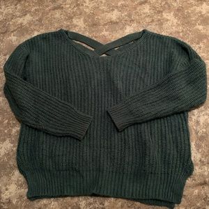 UO cross back sweater in blue/ green!